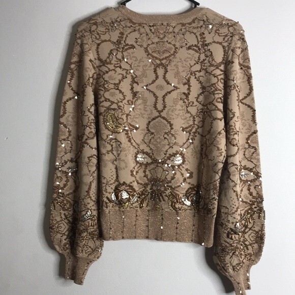 Jonathan simkhai pullover sweater with golden embellishments puffy sleeves Small - Picture 11 of 15